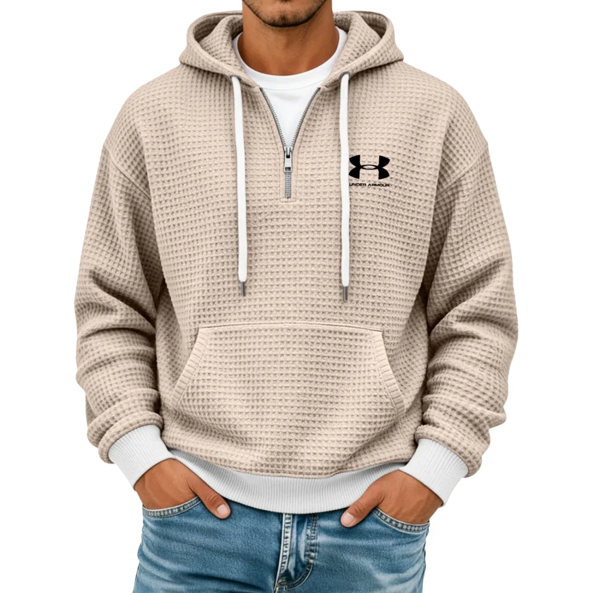 Texturerad Halv-zip Hoodie - Utförsäljning - Bild 6