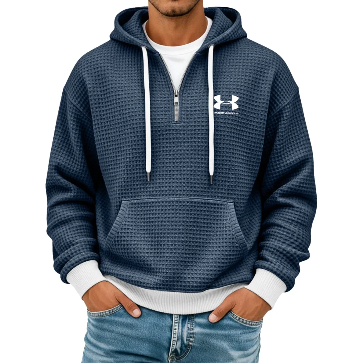 Texturerad Halv-zip Hoodie - Utförsäljning - Bild 7