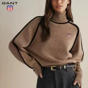 Elegant Kontraststickad Polotröja || Utförsäljning