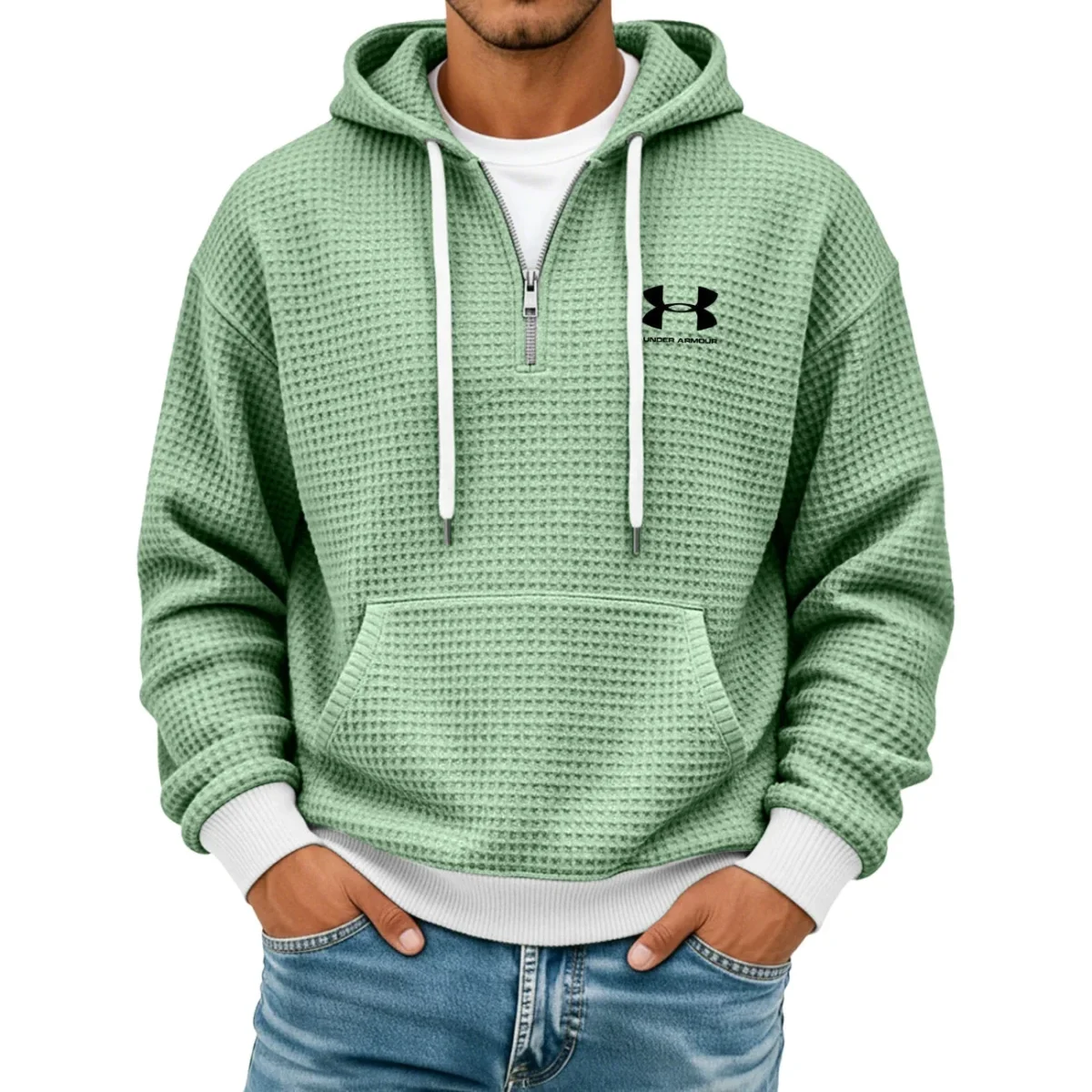 Texturerad Halv-zip Hoodie - Utförsäljning - Bild 9
