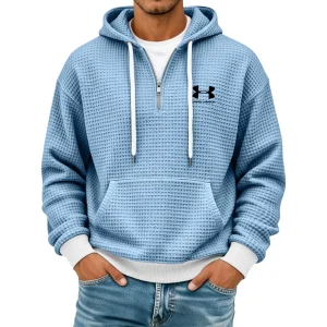 Texturerad Halv-zip Hoodie - Utförsäljning