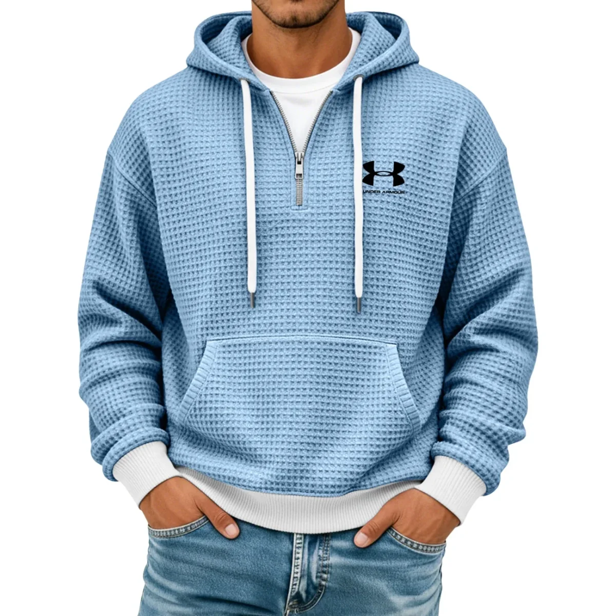 Texturerad Halv-zip Hoodie - Utförsäljning - Bild 2