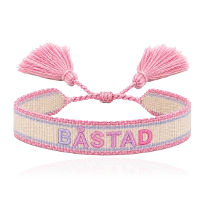 WOVEN BRACELET Båstad - Regnbågsrosa